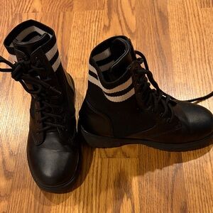 Black Kids Boots with Striped Detail